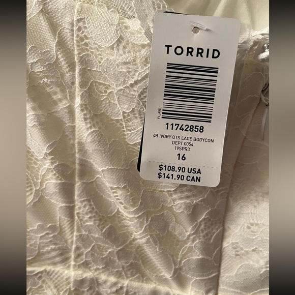 BNWT torrid brand size 16 Ivory lace bodycon dress. - Picture 3 of 3